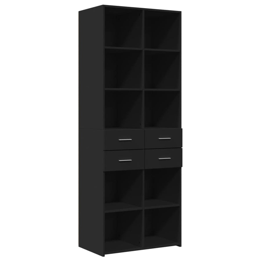 Hoge kast 70x42,5x185 cm bewerkt hout zwart