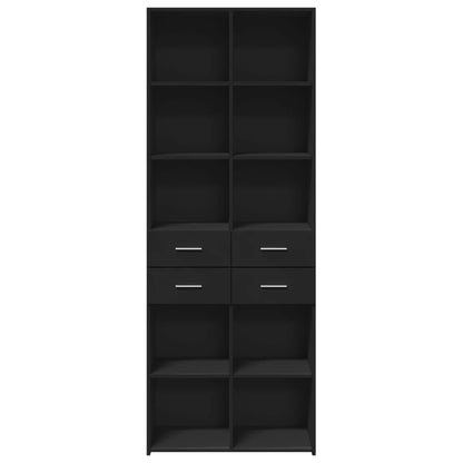 Hoge kast 70x42,5x185 cm bewerkt hout zwart
