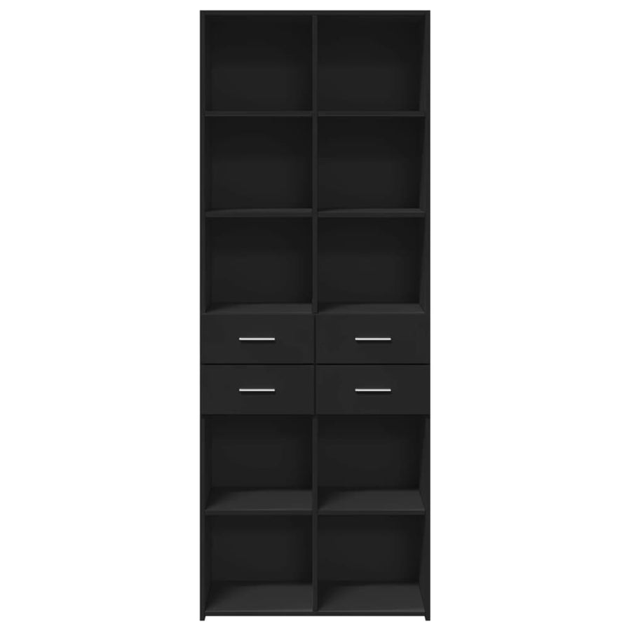 Hoge kast 70x42,5x185 cm bewerkt hout zwart