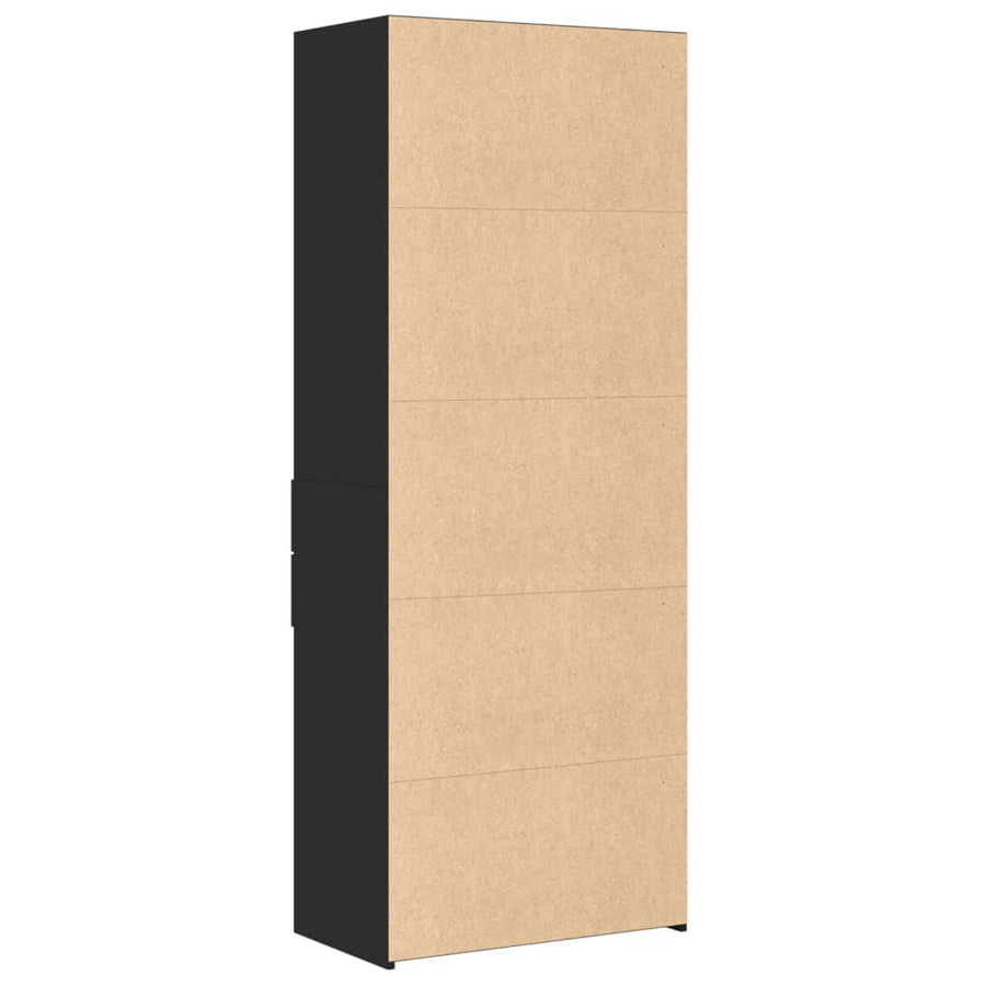 Hoge kast 70x42,5x185 cm bewerkt hout zwart