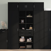 Hoge kast 70x42,5x185 cm bewerkt hout zwart