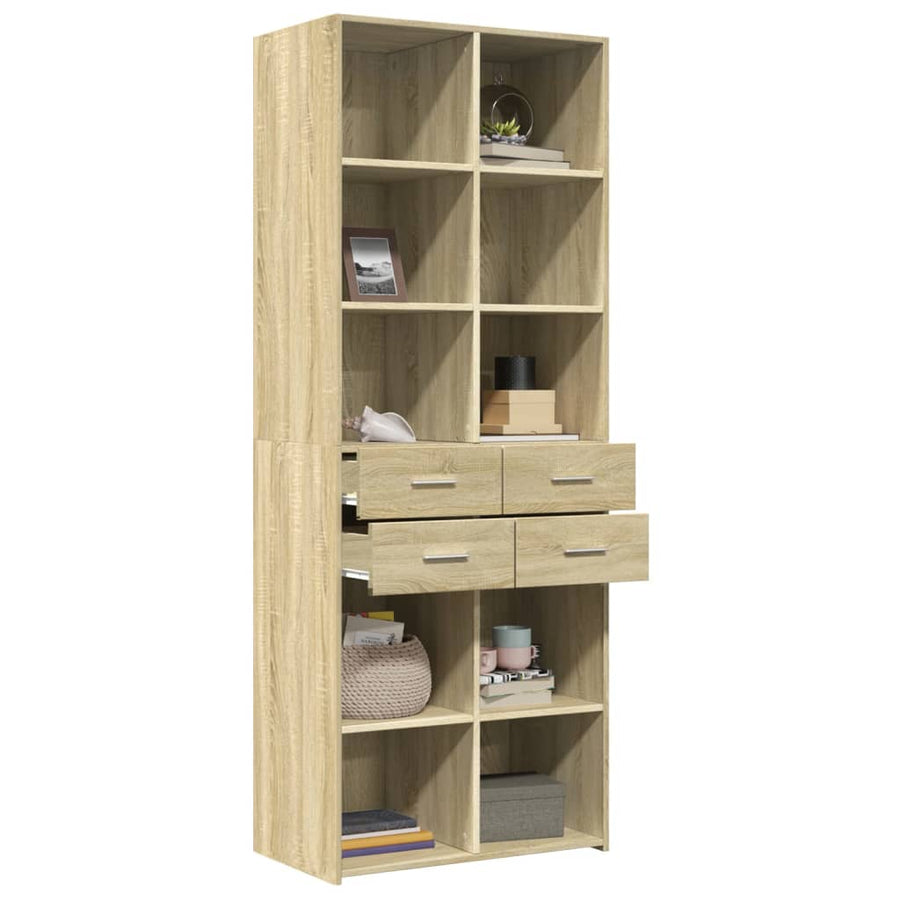 Hoge kast 70x42,5x185 cm bewerkt hout sonoma eikenkleurig