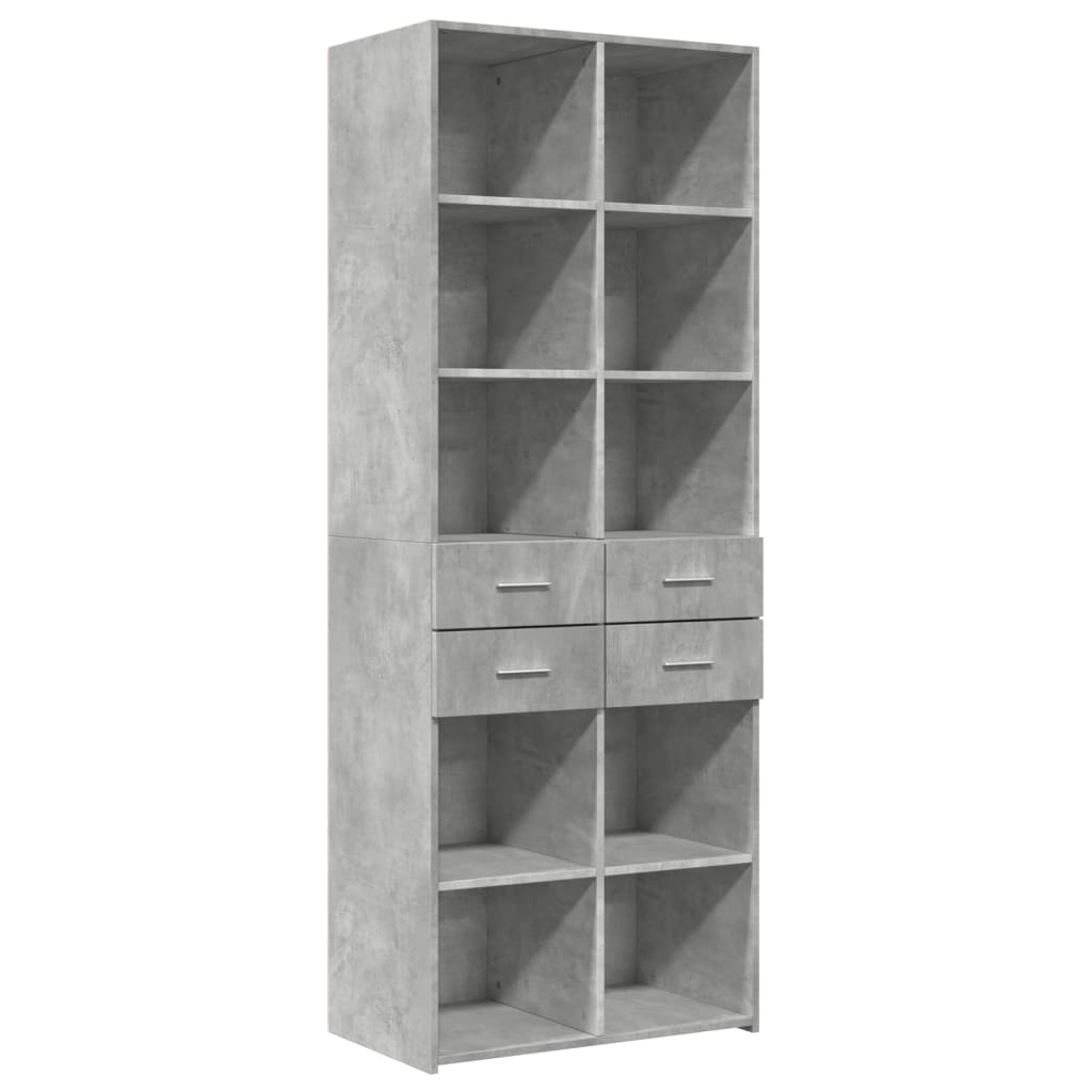 Hoge kast 70x42,5x185 cm bewerkt hout betongrijs