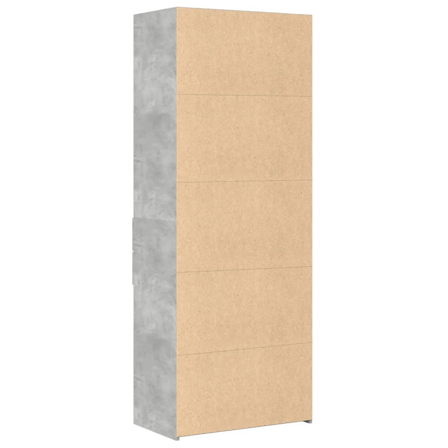 Hoge kast 70x42,5x185 cm bewerkt hout betongrijs