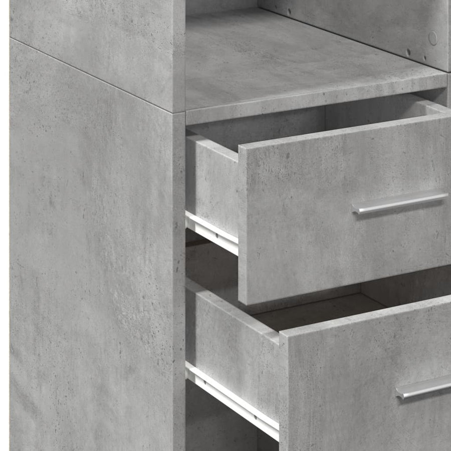 Hoge kast 70x42,5x185 cm bewerkt hout betongrijs
