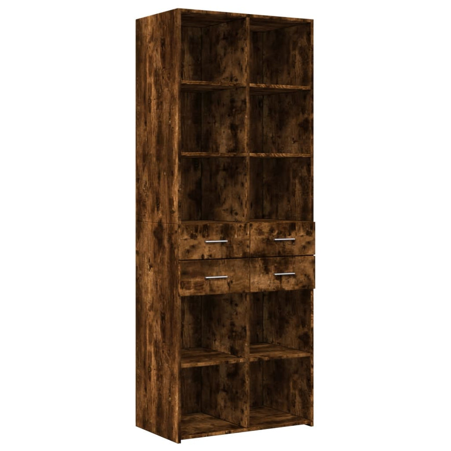Hoge kast 70x42,5x185 cm bewerkt hout gerookt eikenkleurig