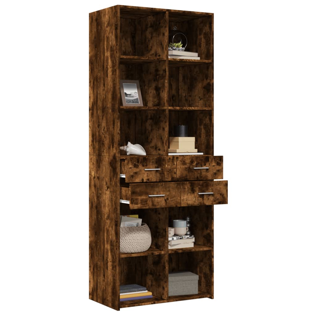 Hoge kast 70x42,5x185 cm bewerkt hout gerookt eikenkleurig