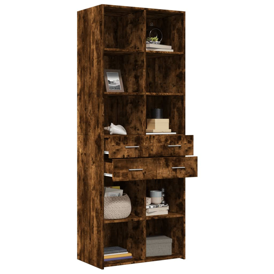 Hoge kast 70x42,5x185 cm bewerkt hout gerookt eikenkleurig