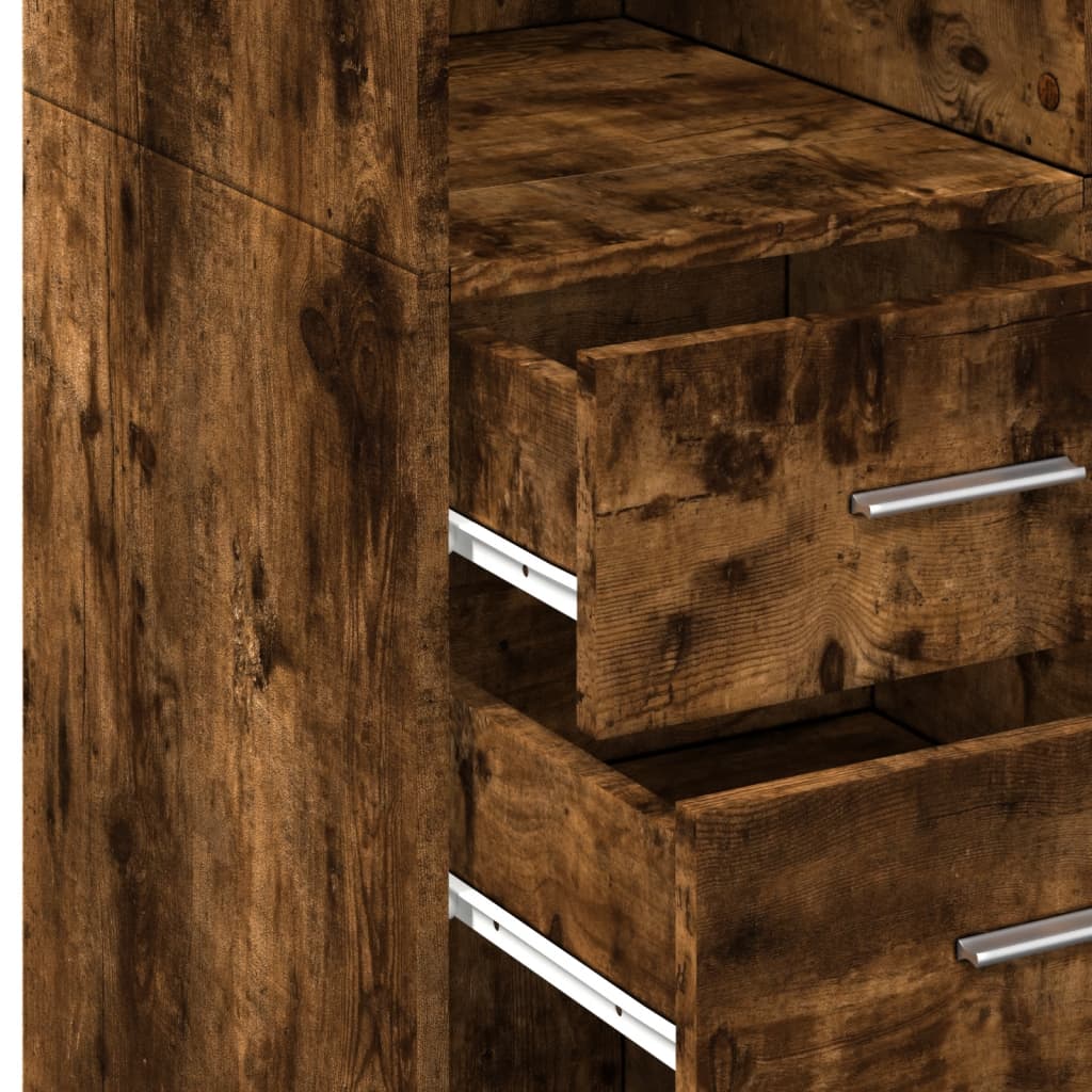 Hoge kast 70x42,5x185 cm bewerkt hout gerookt eikenkleurig
