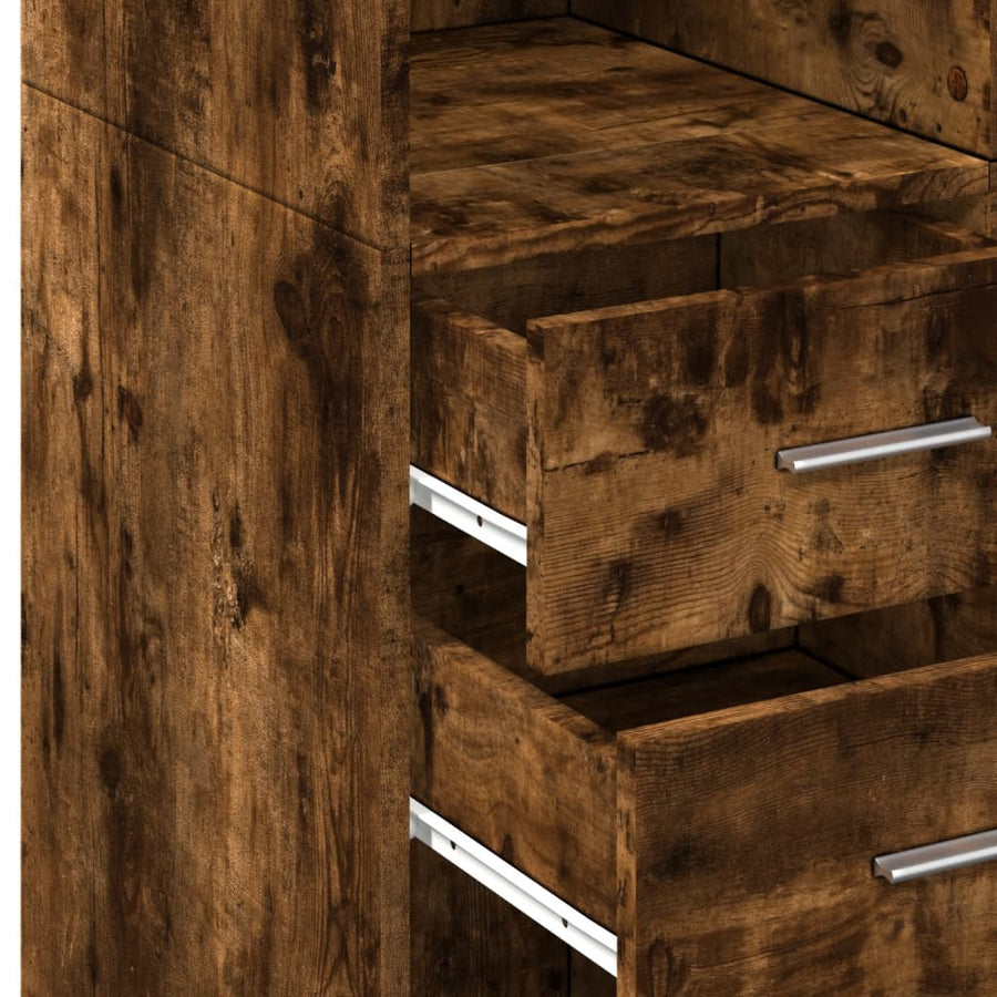 Hoge kast 70x42,5x185 cm bewerkt hout gerookt eikenkleurig