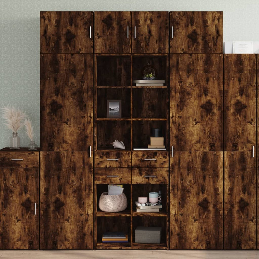 Hoge kast 70x42,5x185 cm bewerkt hout gerookt eikenkleurig