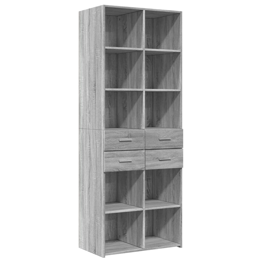Hoge kast 70x42,5x185 cm bewerkt hout grijs sonoma eikenkleurig