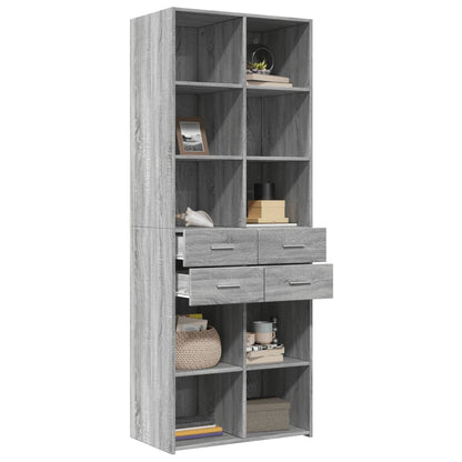 Hoge kast 70x42,5x185 cm bewerkt hout grijs sonoma eikenkleurig
