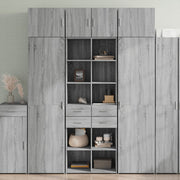 Hoge kast 70x42,5x185 cm bewerkt hout grijs