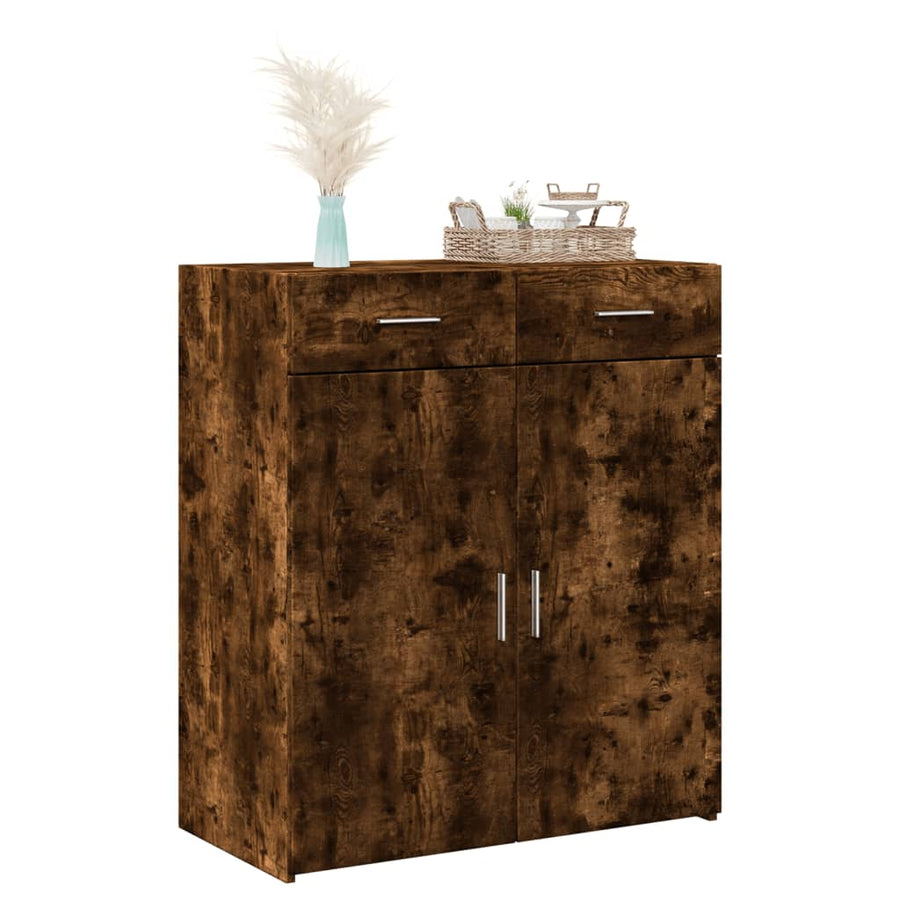 Dressoir 80x42,5x93 cm bewerkt hout gerookt eikenkleurig