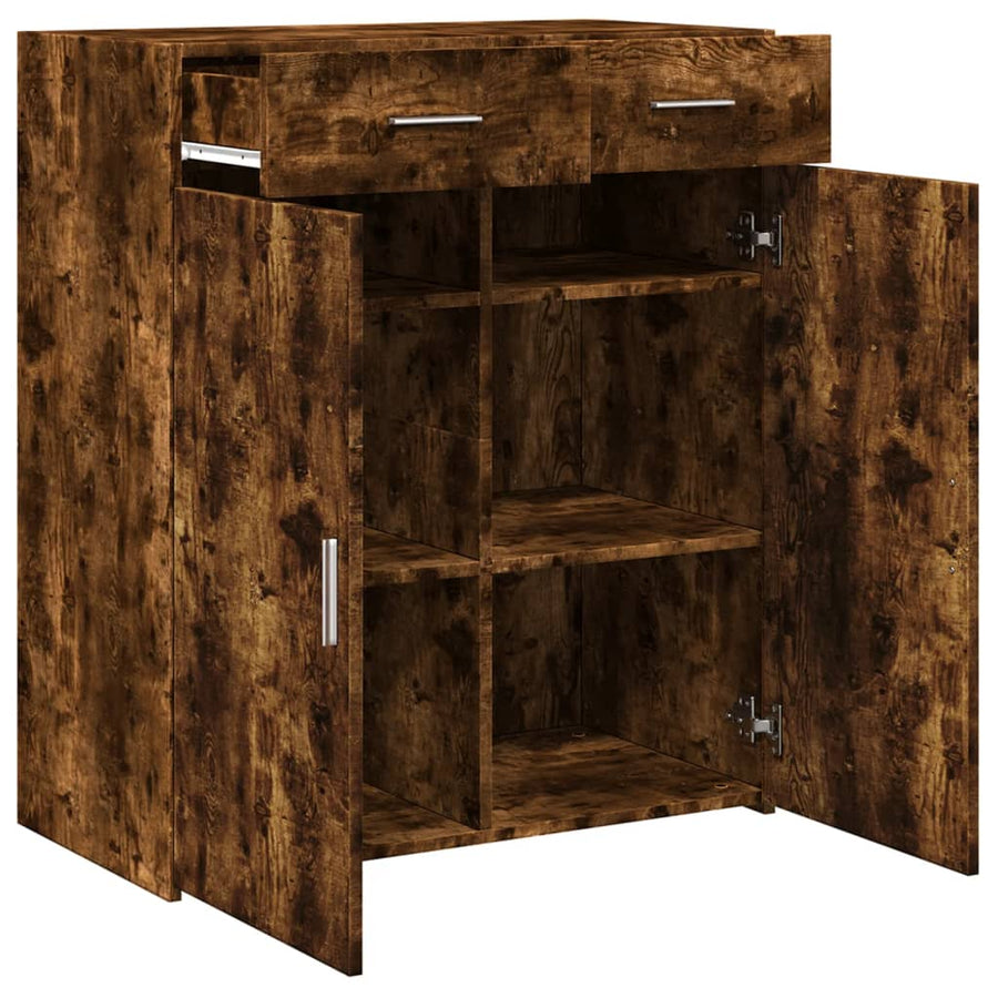 Dressoir 80x42,5x93 cm bewerkt hout gerookt eikenkleurig