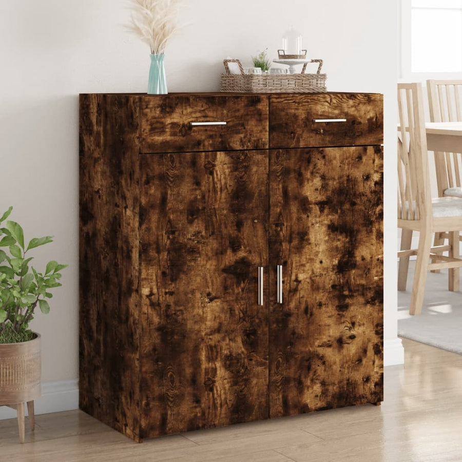 Dressoir 80x42,5x93 cm bewerkt hout gerookt eikenkleurig