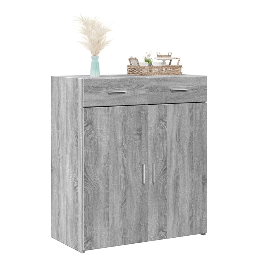 Dressoir 80x42,5x93 cm bewerkt hout grijs sonoma eikenkleurig