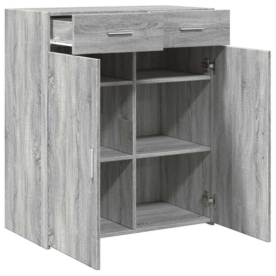 Dressoir 80x42,5x93 cm bewerkt hout grijs sonoma eikenkleurig