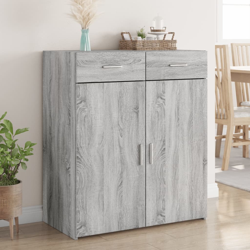 Dressoir 80x42,5x93 cm bewerkt hout grijs sonoma eikenkleurig