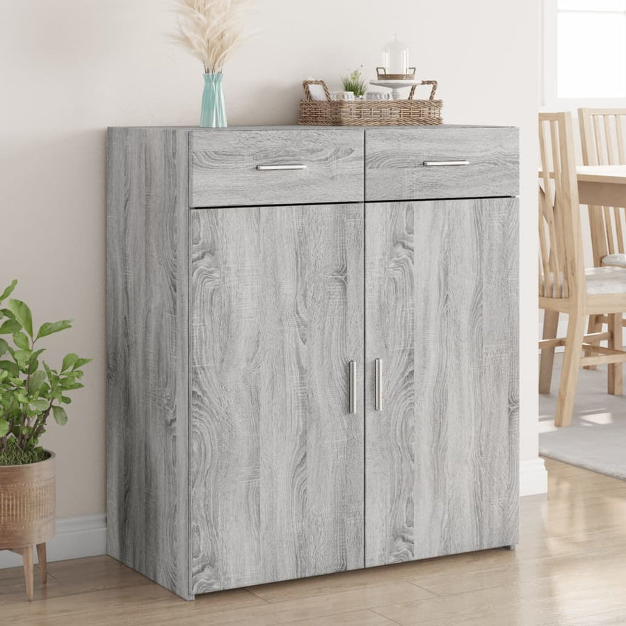 Dressoir 80x42,5x93 cm bewerkt hout grijs sonoma eikenkleurig