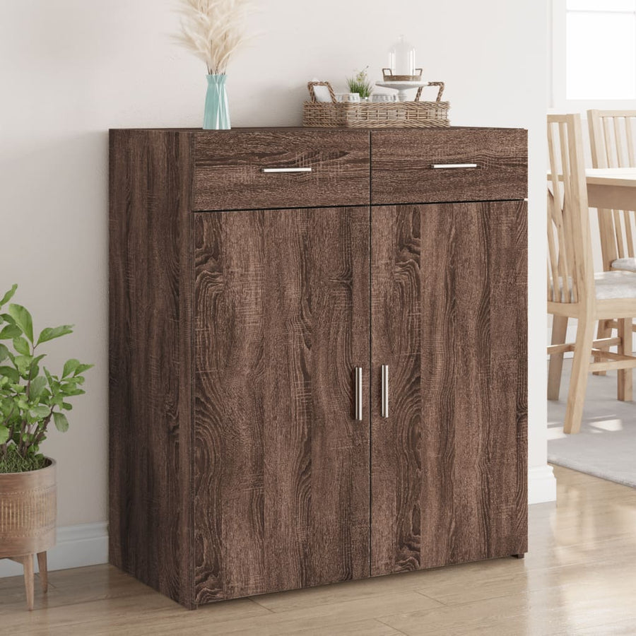 Dressoir 80x42,5x93 cm bewerkt hout bruin eikenkleur