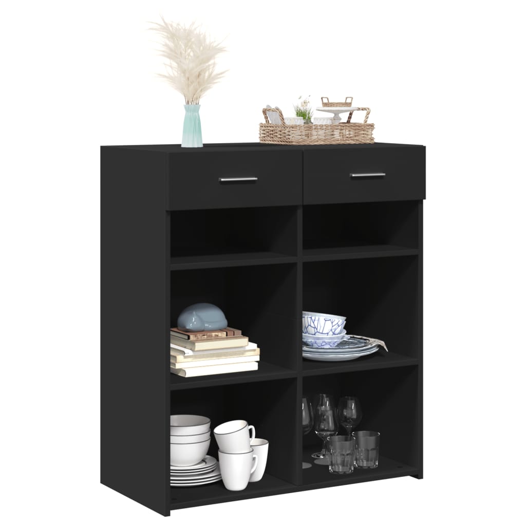 Dressoir 80x42,5x93 cm bewerkt hout zwart