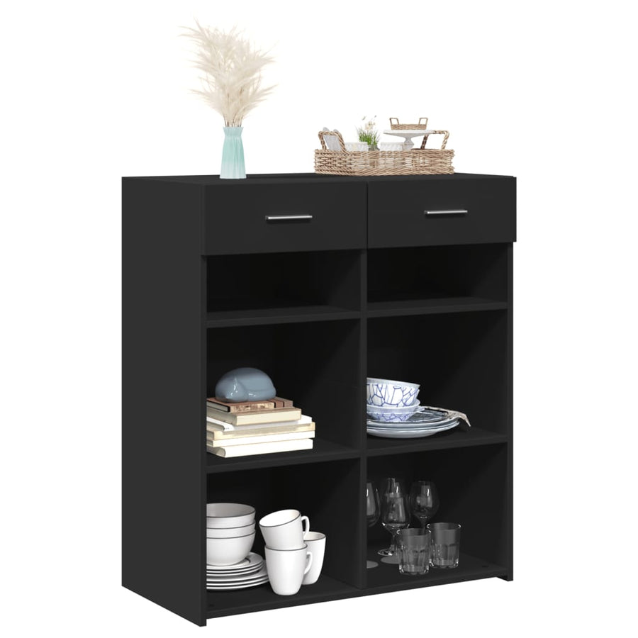 Dressoir 80x42,5x93 cm bewerkt hout zwart