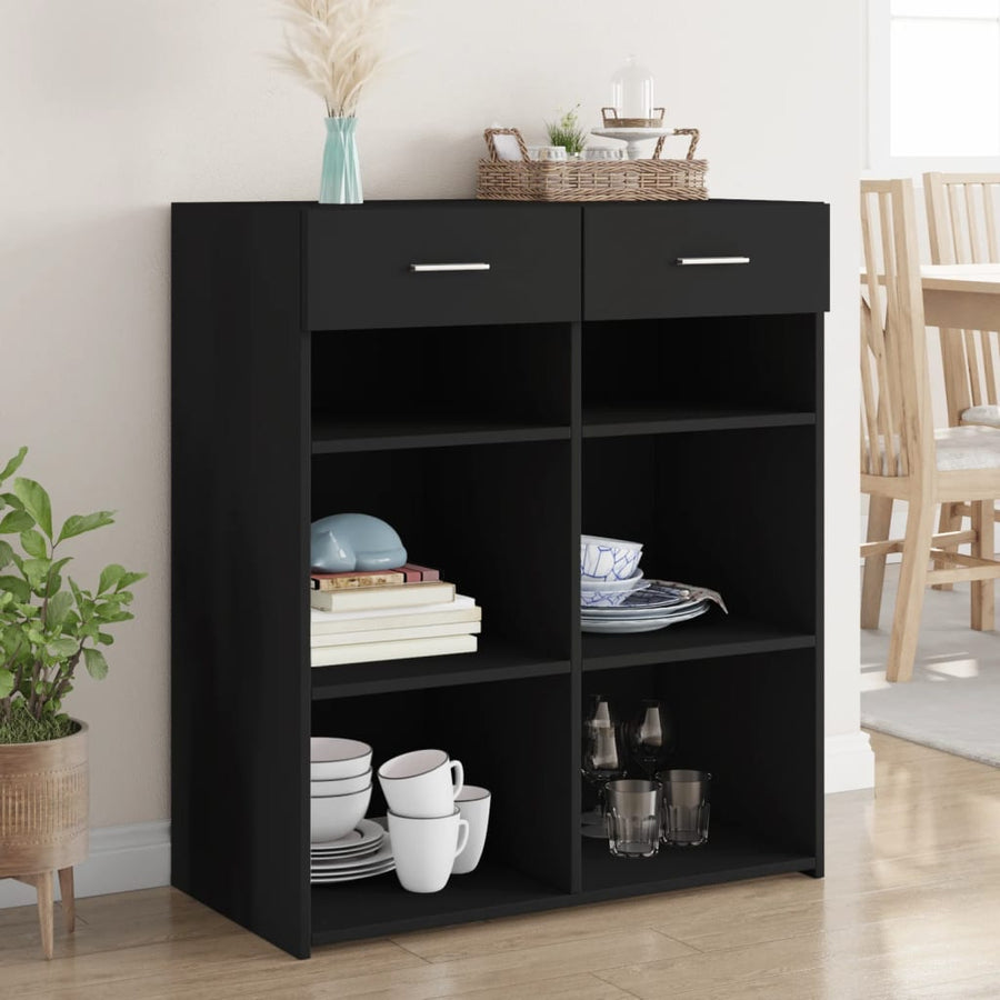 Dressoir 80x42,5x93 cm bewerkt hout zwart