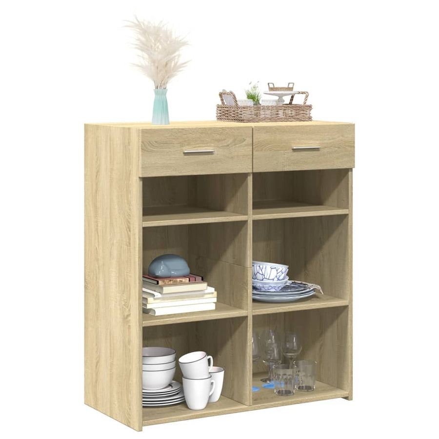 Dressoir 80x42,5x93 cm bewerkt hout sonoma eikenkleurig