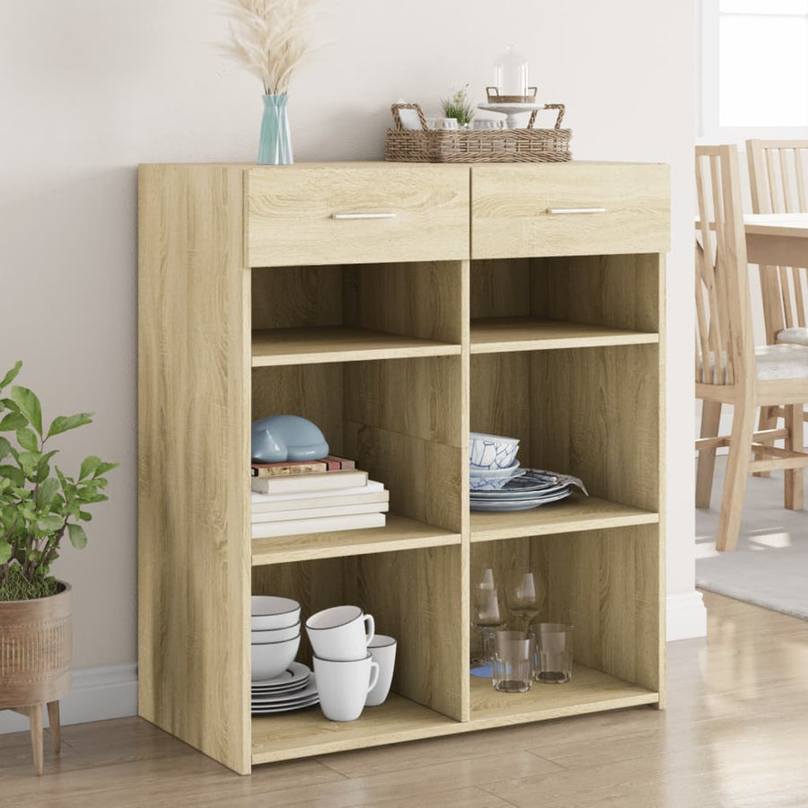 Dressoir 80x42,5x93 cm bewerkt hout sonoma eikenkleurig