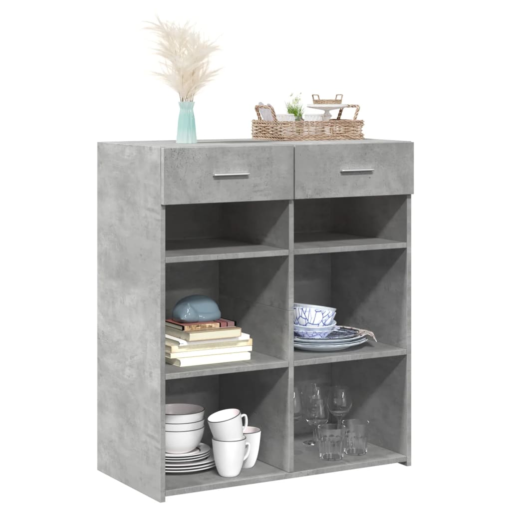 Dressoir 80x42,5x93 cm bewerkt hout betongrijs