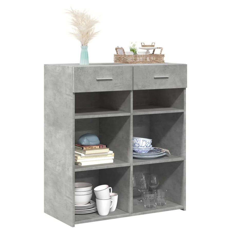 Dressoir 80x42,5x93 cm bewerkt hout betongrijs