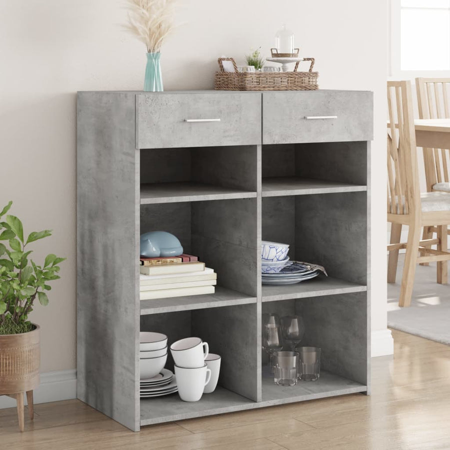 Dressoir 80x42,5x93 cm bewerkt hout betongrijs