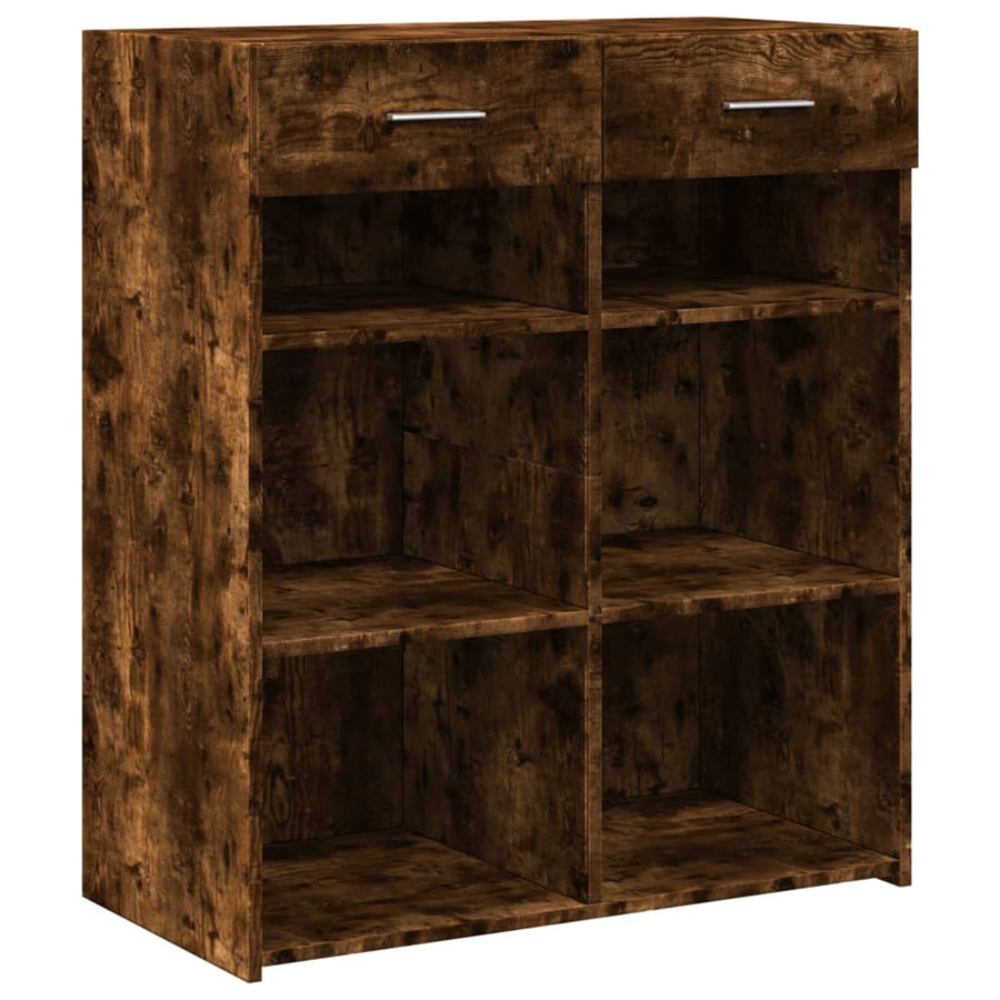 Dressoir 80x42,5x93 cm bewerkt hout gerookt eikenkleurig