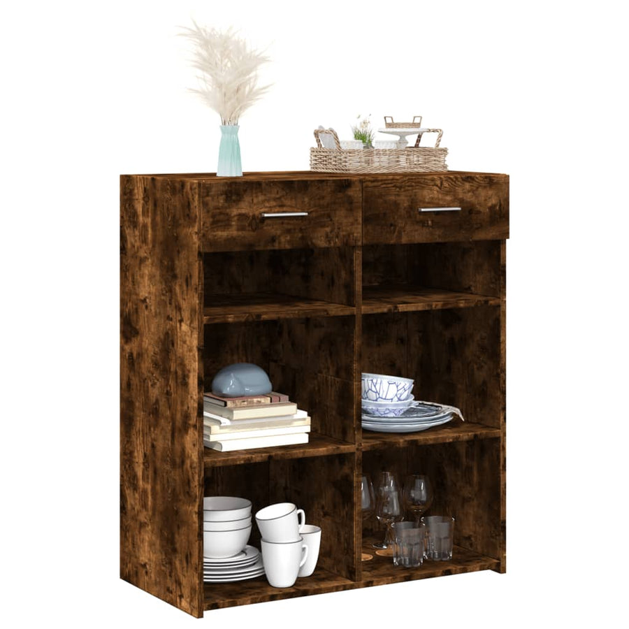 Dressoir 80x42,5x93 cm bewerkt hout gerookt eikenkleurig