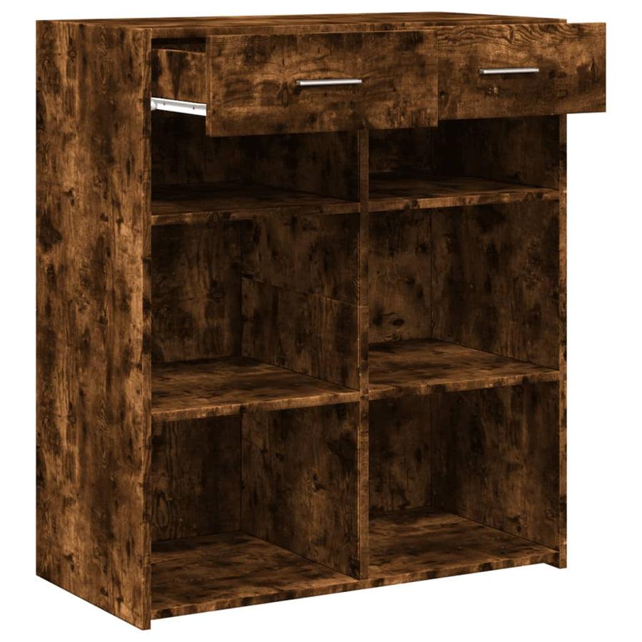 Dressoir 80x42,5x93 cm bewerkt hout gerookt eikenkleurig