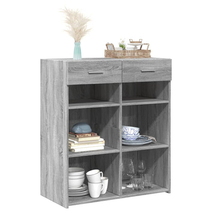 Dressoir 80x42,5x93 cm bewerkt hout grijs sonoma eikenkleurig