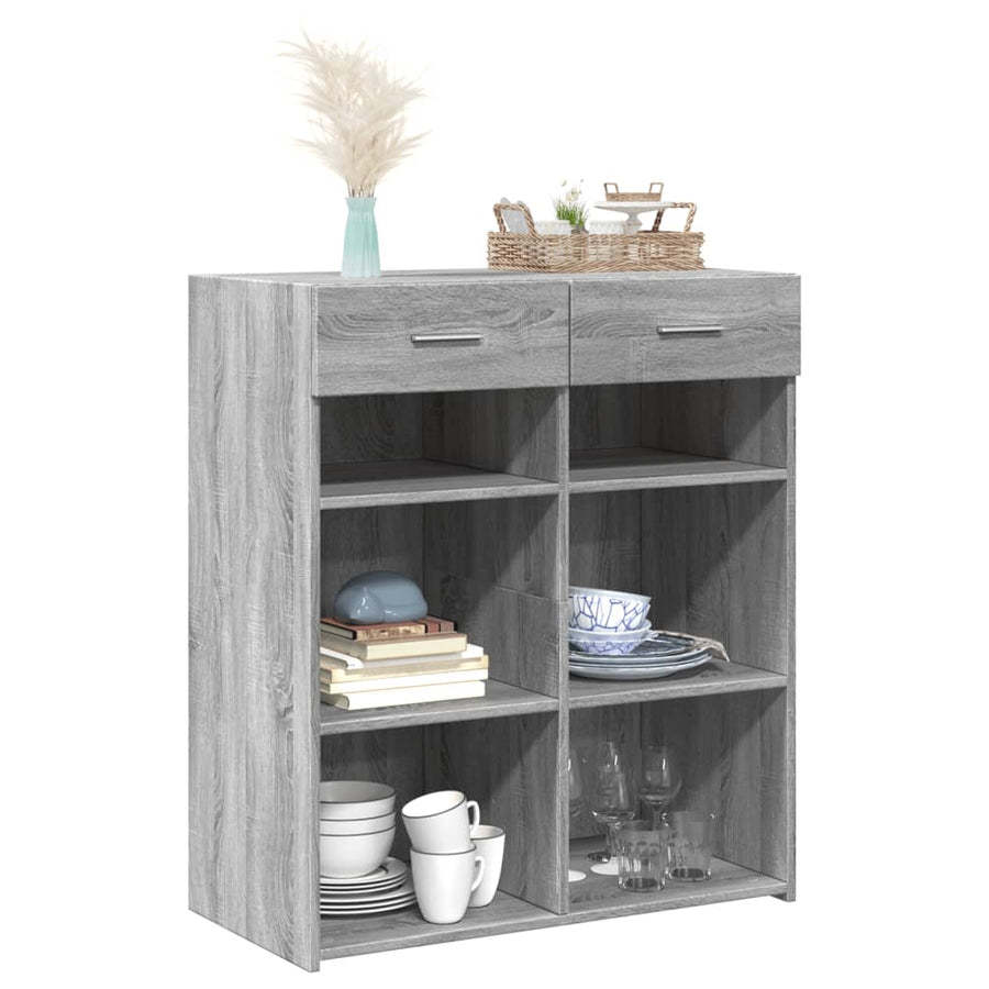 Dressoir 80x42,5x93 cm bewerkt hout grijs sonoma eikenkleurig