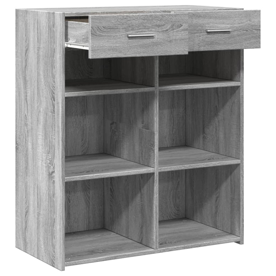 Dressoir 80x42,5x93 cm bewerkt hout grijs sonoma eikenkleurig