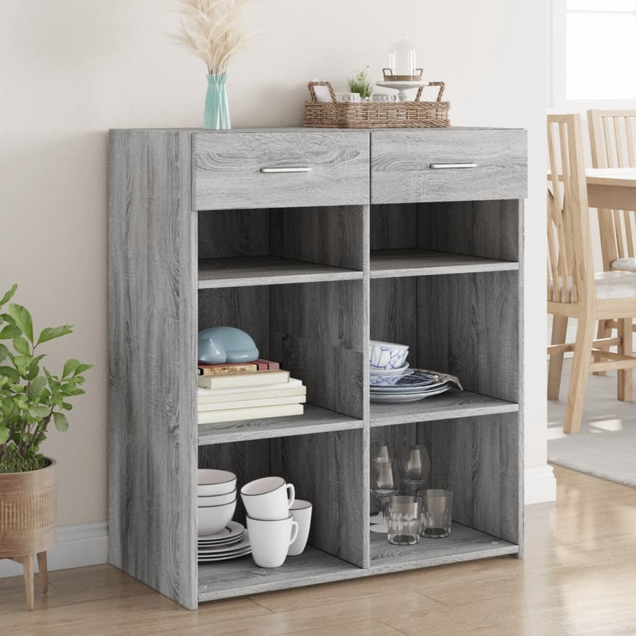 Dressoir 80x42,5x93 cm bewerkt hout grijs sonoma eikenkleurig
