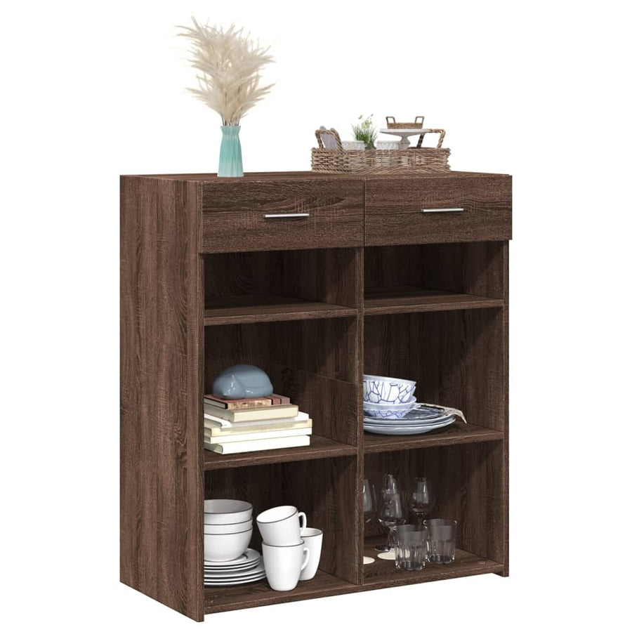 Dressoir 80x42,5x93 cm bewerkt hout bruin eikenkleur
