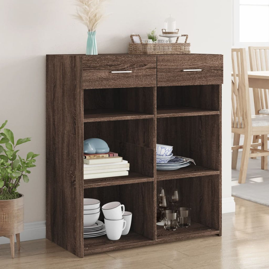 Dressoir 80x42,5x93 cm bewerkt hout bruin eikenkleur