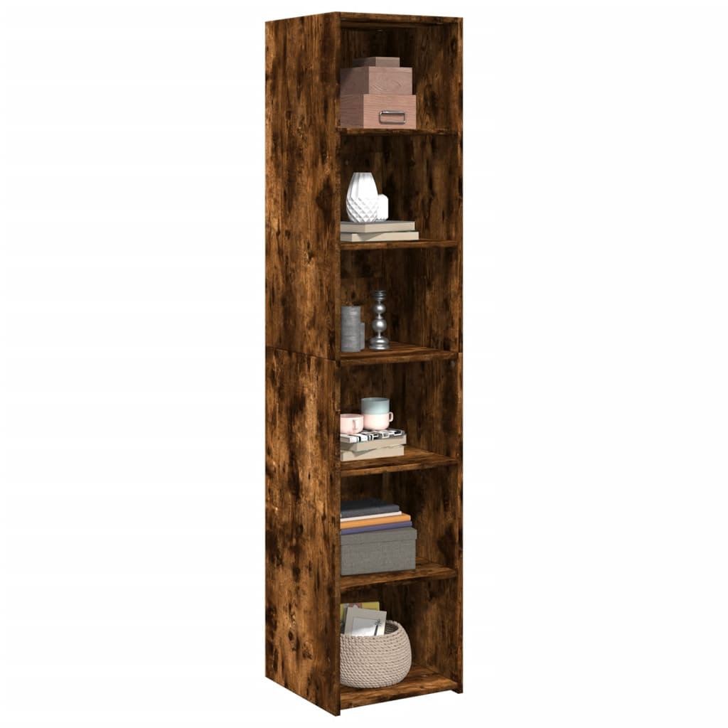 Hoge kast 40x41x185 cm bewerkt hout gerookt eikenkleurig
