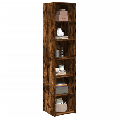 Hoge kast 40x41x185 cm bewerkt hout gerookt eikenkleurig