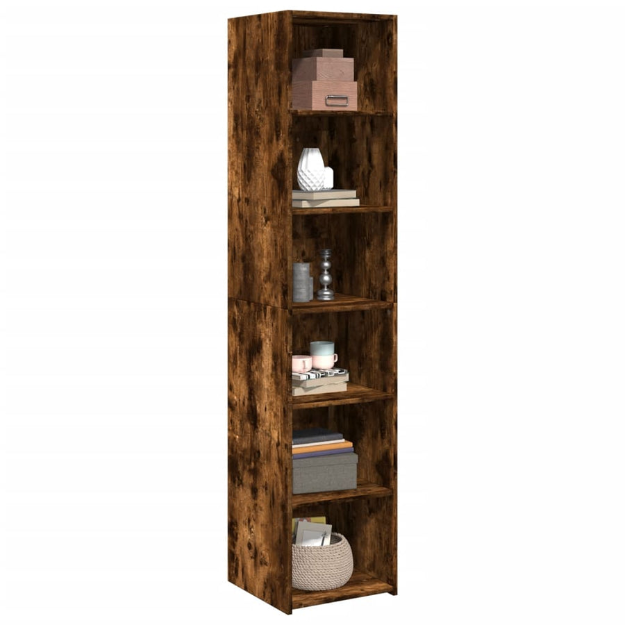 Hoge kast 40x41x185 cm bewerkt hout gerookt eikenkleurig