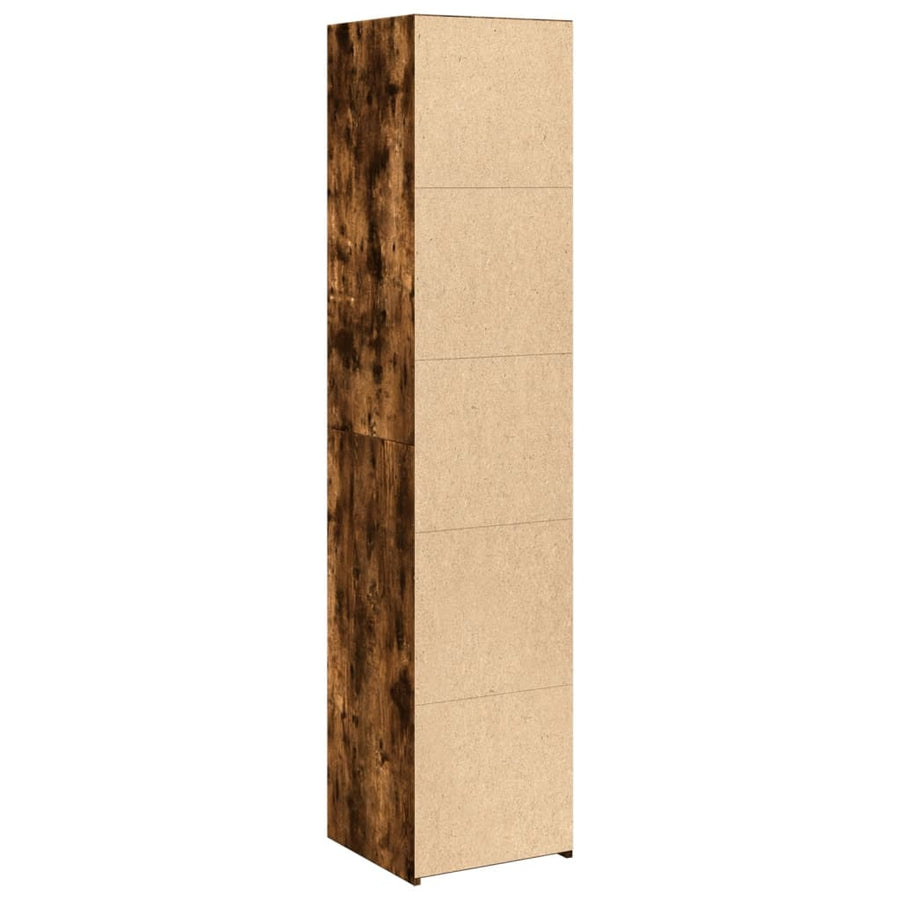 Hoge kast 40x41x185 cm bewerkt hout gerookt eikenkleurig