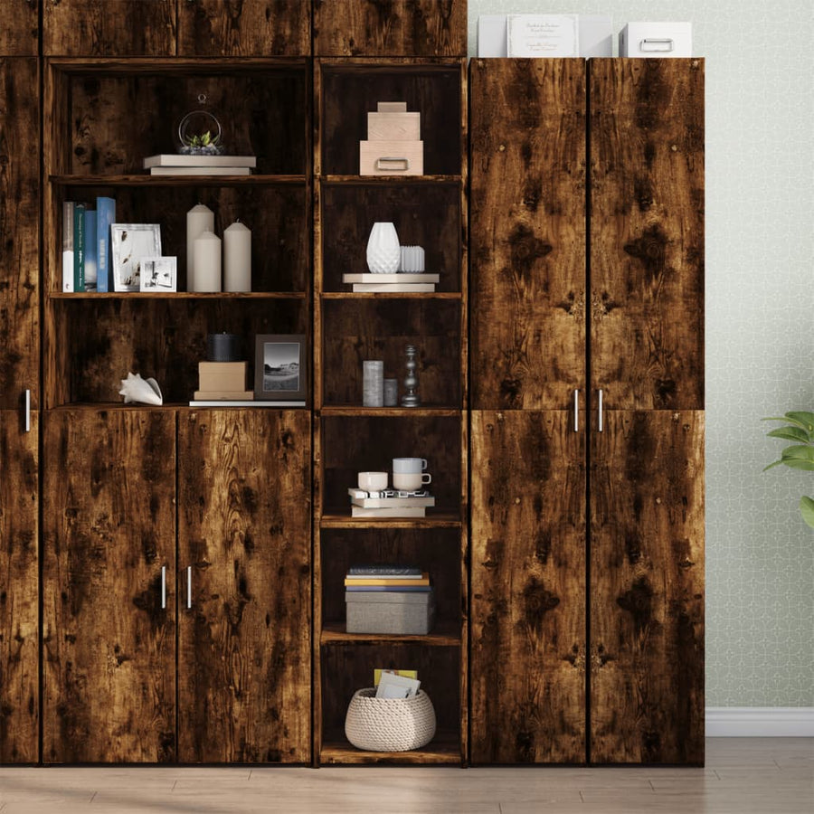 Hoge kast 40x41x185 cm bewerkt hout gerookt eikenkleurig