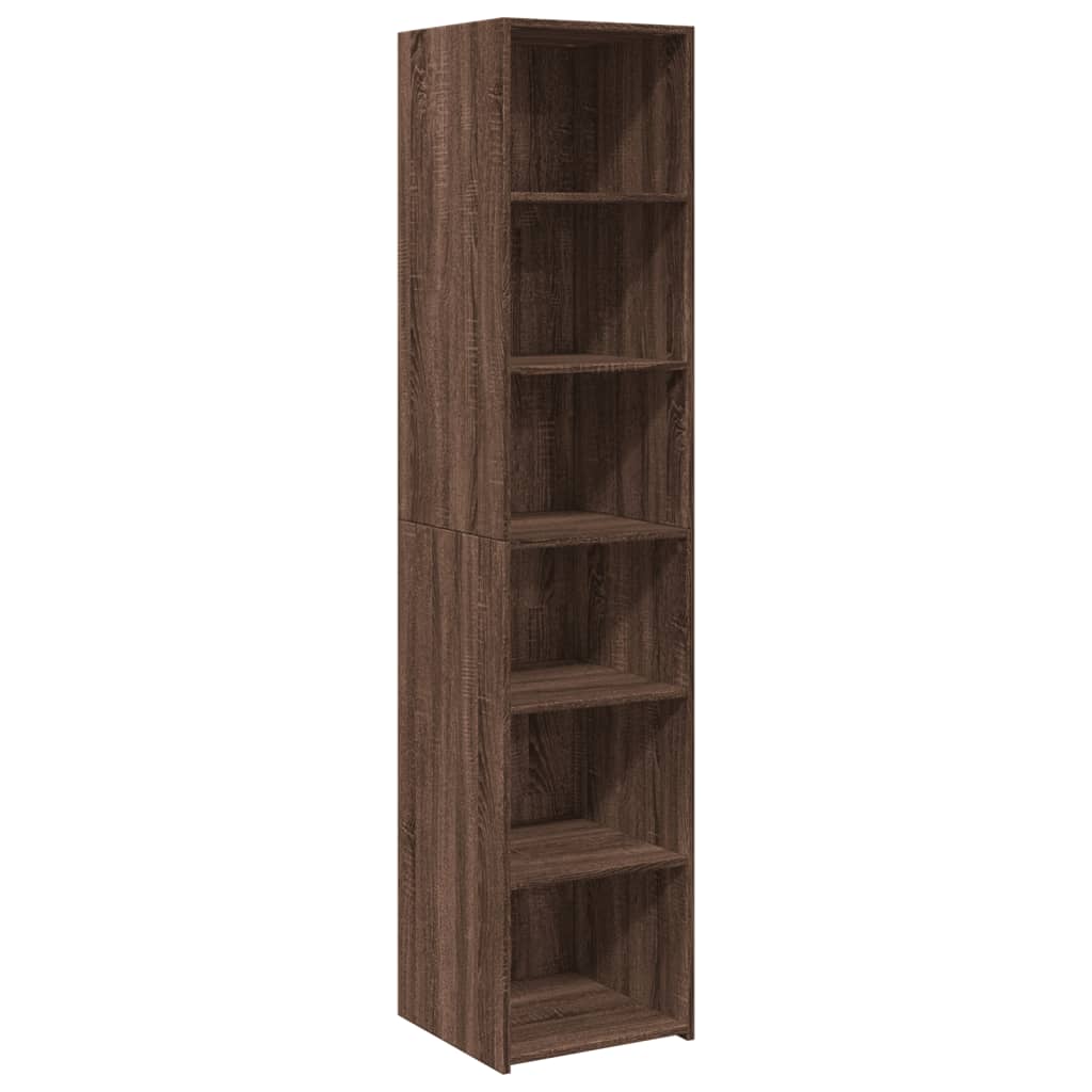 Hoge kast 40x41x185 cm bewerkt hout bruin eikenkleurig