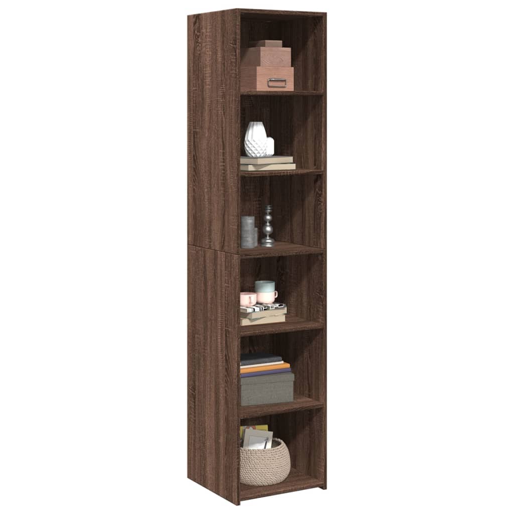 Hoge kast 40x41x185 cm bewerkt hout bruin eikenkleurig
